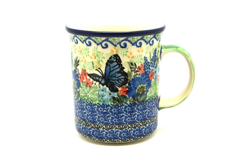 4 3/8"H (15 oz. measured near the rim)
 Polish Pottery Mug - Big Straight Sided - Unikat Signature - U4600 B13-U4600 (4 3/8"H (15 oz. measured near the rim)
)