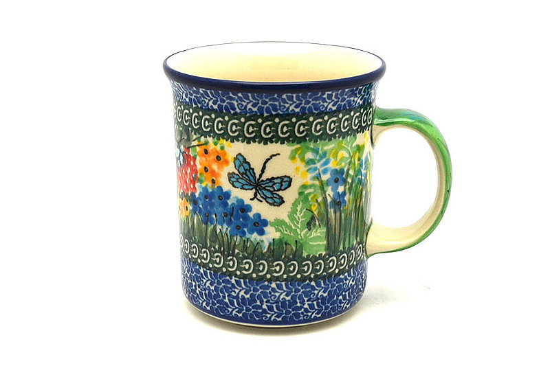 4 3/8"H (15 oz. measured near the rim)
 Polish Pottery Mug - Big Straight Sided - Unikat Signature - U4612 B13-U4612 (4 3/8"H (15 oz. measured near the rim)
)