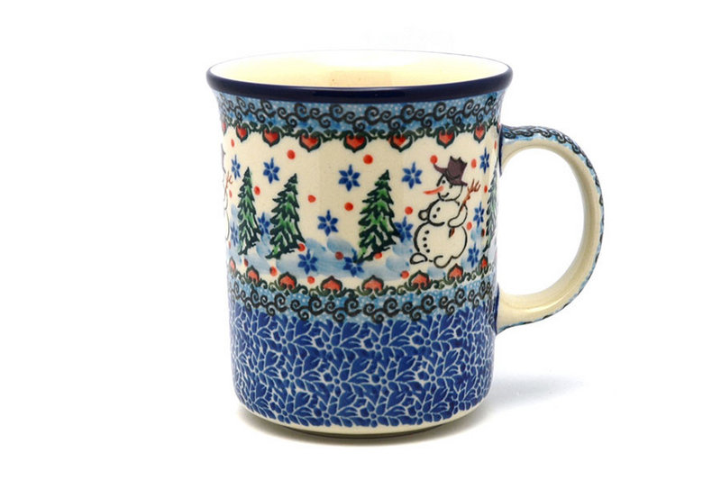 4 3/8"H (15 oz. measured near the rim)
 Polish Pottery Mug - Big Straight Sided - Unikat Signature - U4661 B13-U4661 (4 3/8"H (15 oz. measured near the rim)
)