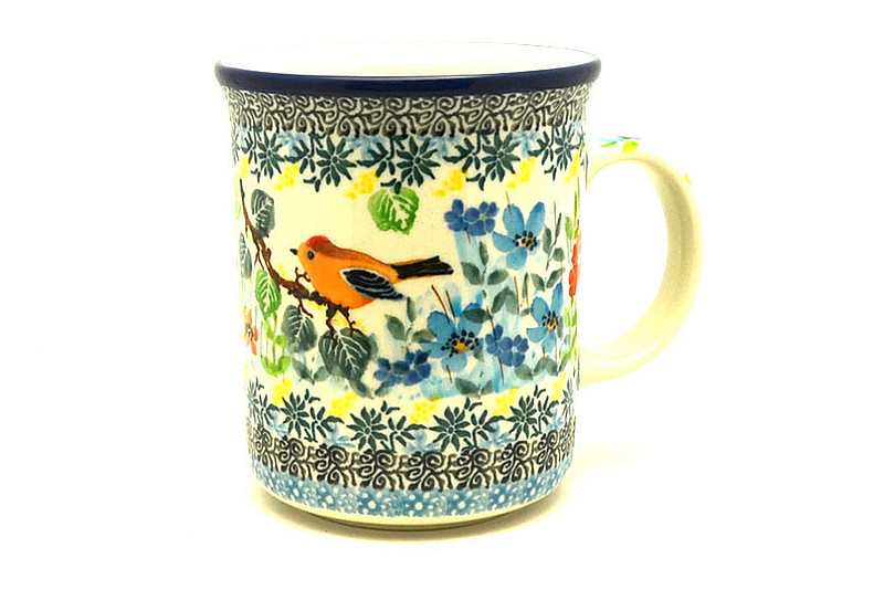 4 3/8"H (15 oz. measured near the rim)
 Polish Pottery Mug - Big Straight Sided - Unikat Signature - U5098 B13-U5098 (4 3/8"H (15 oz. measured near the rim)
)