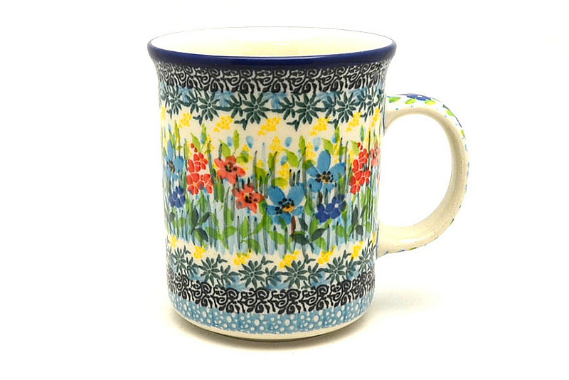 4 3/8"H (15 oz. measured near the rim)
 Polish Pottery Mug - Big Straight Sided - Unikat Signature - U5187 B13-U5187 (4 3/8"H (15 oz. measured near the rim)
)