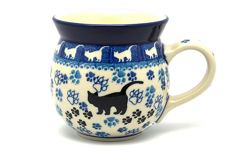 4"H (15 oz measured near the rim)
 Polish Pottery Mug - 15 oz. Bubble - Boo Boo Kitty 073-1771a (4"H (15 oz measured near the rim)
)