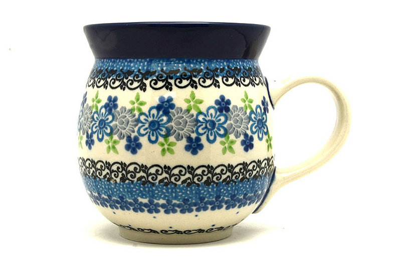 4"H (15 oz measured near the rim)
 Polish Pottery Mug - 15 oz. Bubble - Flower Works 073-2633a (4"H (15 oz measured near the rim)
)