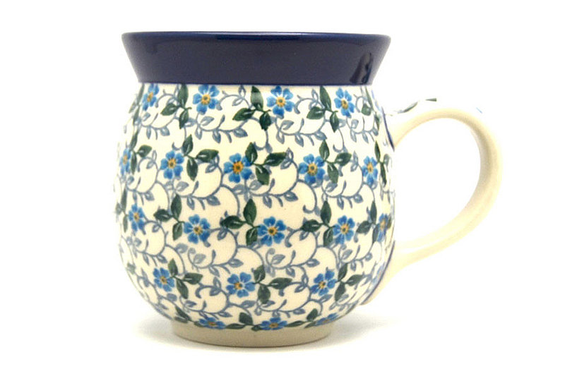 4"H (15 oz measured near the rim)
 Polish Pottery Mug - 15 oz. Bubble - Forget-Me-Knot 073-2089a (4"H (15 oz measured near the rim)
)