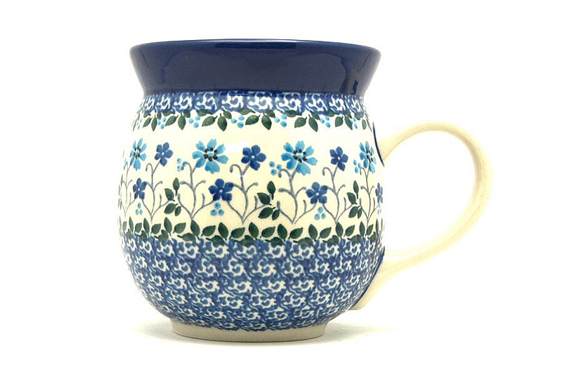 4"H (15 oz measured near the rim)
 Polish Pottery Mug - 15 oz. Bubble - Georgia Blue 073-2785a (4"H (15 oz measured near the rim)
)