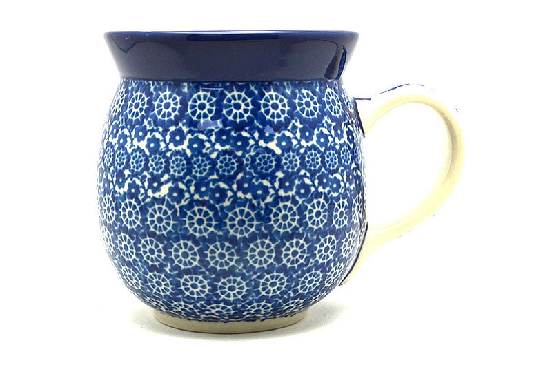 4"H (15 oz measured near the rim)
 Polish Pottery Mug - 15 oz. Bubble - Midnight 073-2615a (4"H (15 oz measured near the rim)
)