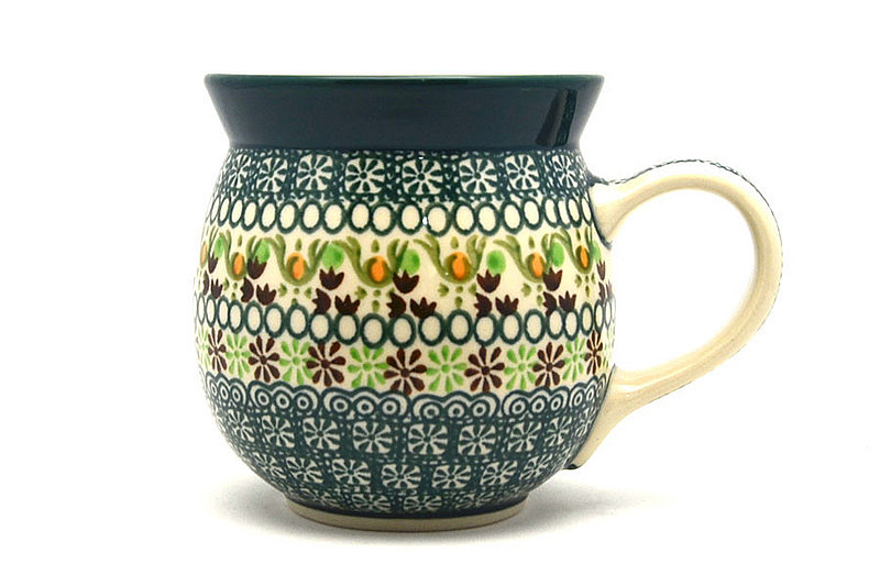 4"H (15 oz measured near the rim)
 Polish Pottery Mug - 15 oz. Bubble - Mint Chip 073-2195q (4"H (15 oz measured near the rim)
)