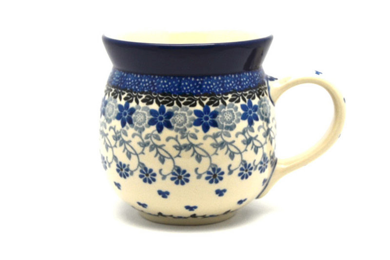 4"H (15 oz measured near the rim)
 Polish Pottery Mug - 15 oz. Bubble - Silver Lace 073-2158a (4"H (15 oz measured near the rim)
)