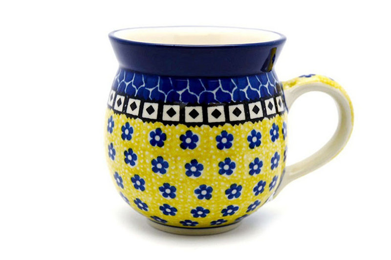 4"H (15 oz measured near the rim)
 Polish Pottery Mug - 15 oz. Bubble - Sunburst 073-859a (4"H (15 oz measured near the rim)
)