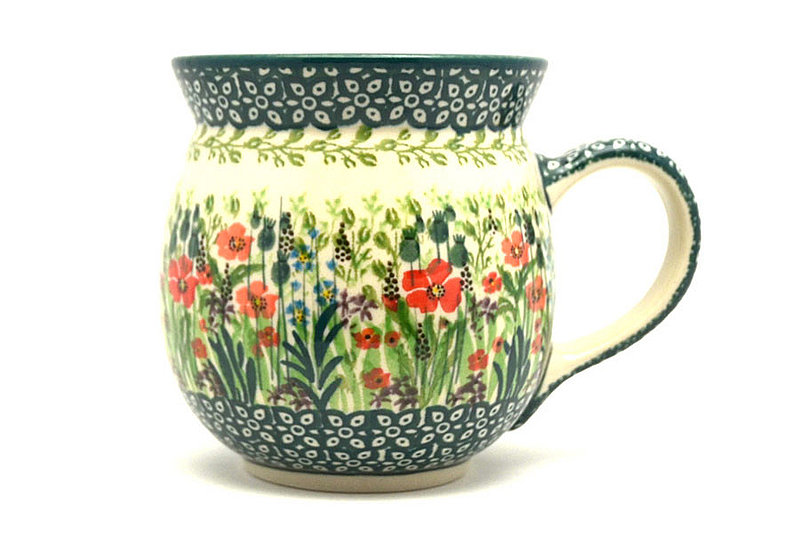 4"H (15 oz measured near the rim)
 Polish Pottery Mug - 15 oz. Bubble - Unikat Signature U4335 073-U4335 (4"H (15 oz measured near the rim)
)