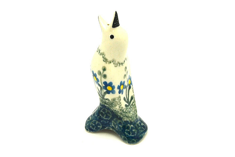 4"H
 Polish Pottery Pie Bird - Blue Spring Daisy C14-614a (4"H
)