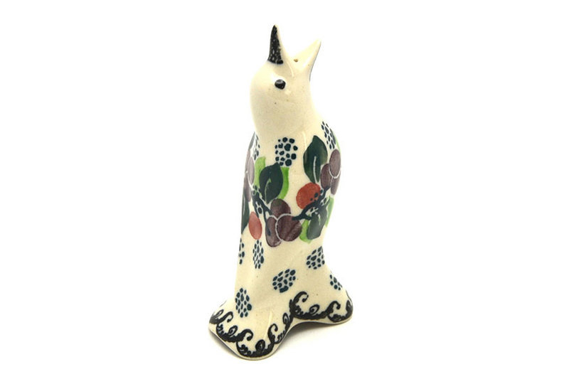 4"H
 Polish Pottery Pie Bird - Burgundy Berry Green C14-1415a (4"H
)