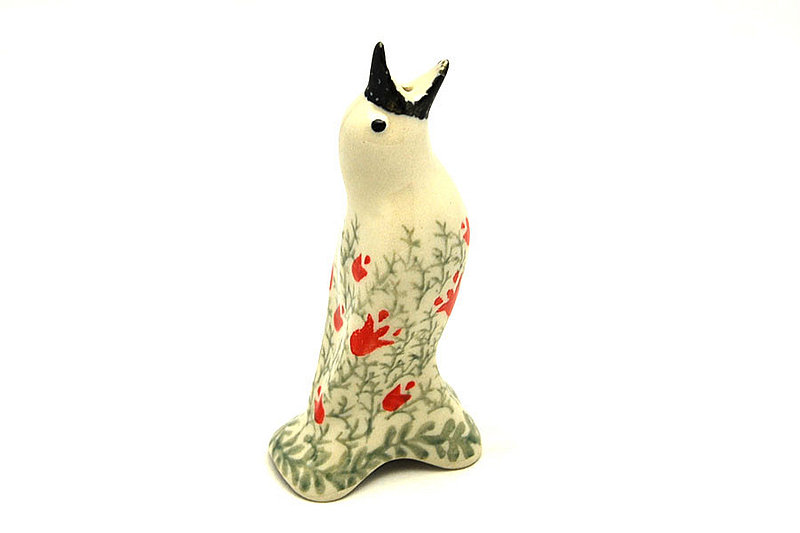 4"H
 Polish Pottery Pie Bird - Crimson Bells C14-1437a (4"H
)