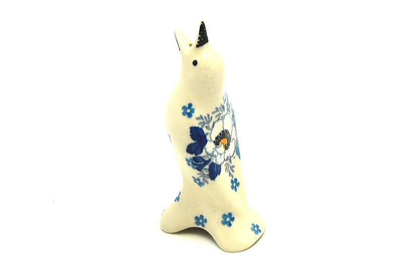 4"H
 Polish Pottery Pie Bird - White Poppy C14-2222a (4"H
)