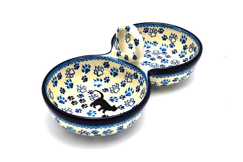 4"H x 4 3/4"W x 9 3/4"L
 Polish Pottery Bowl - Double Serving - Boo Boo Kitty 942-1771a (4"H x 4 3/4"W x 9 3/4"L
)