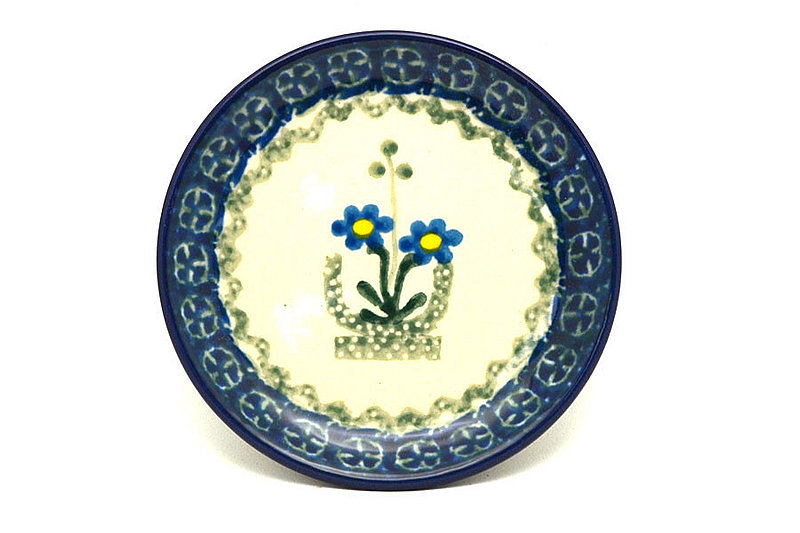 4"W
 Polish Pottery Coaster - Blue Spring Daisy 262-614a (4"W
)