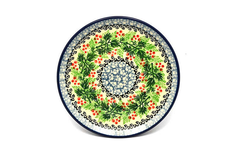 4"W
 Polish Pottery Coaster - Holly Berry 262-1734a (4"W
)