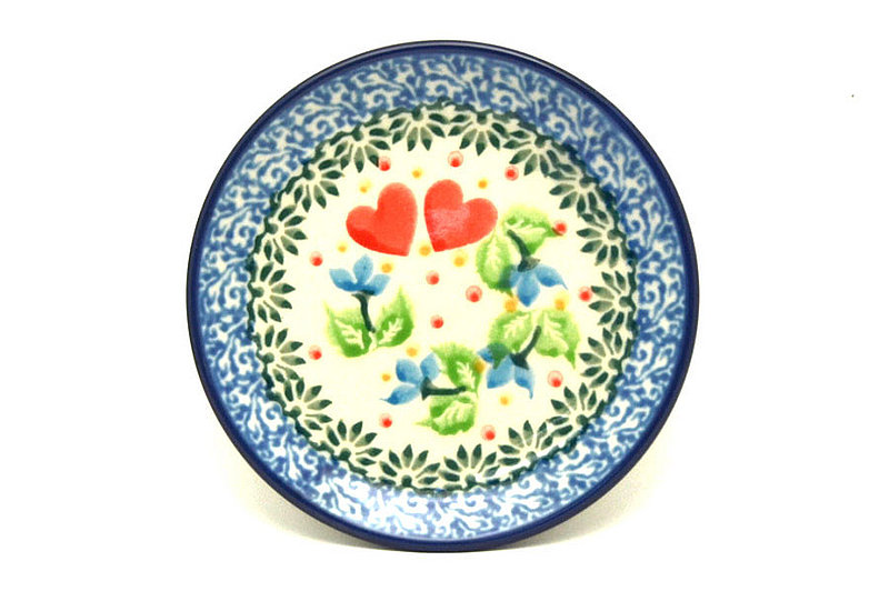 4"W
 Polish Pottery Coaster - Sweet Hearts 262-2732a (4"W
)