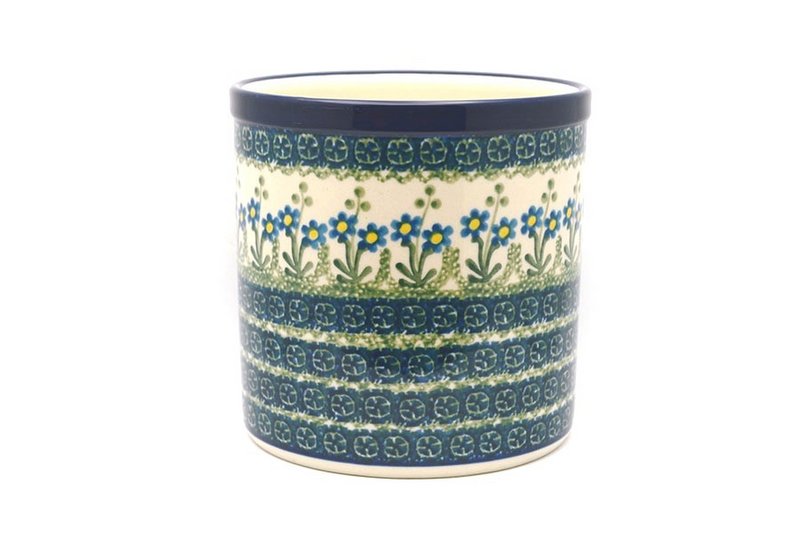 5 1/2"H x 5 1/2"W
 Polish Pottery Utensil Holder - Blue Spring Daisy 003-614a (5 1/2"H x 5 1/2"W
)