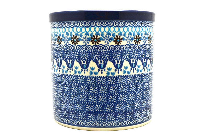5 1/2"H x 5 1/2"W
 Polish Pottery Utensil Holder - Blue Yonder 003-2187a (5 1/2"H x 5 1/2"W
)