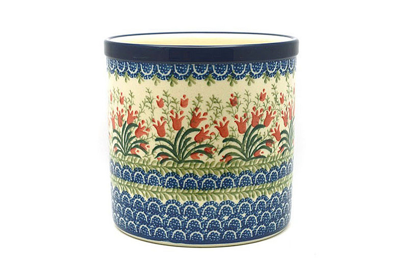 5 1/2"H x 5 1/2"W
 Polish Pottery Utensil Holder - Crimson Bells 003-1437a (5 1/2"H x 5 1/2"W
)