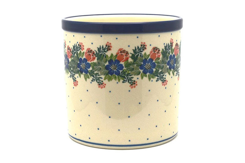 5 1/2"H x 5 1/2"W
 Polish Pottery Utensil Holder - Garden Party 003-1535a (5 1/2"H x 5 1/2"W
)