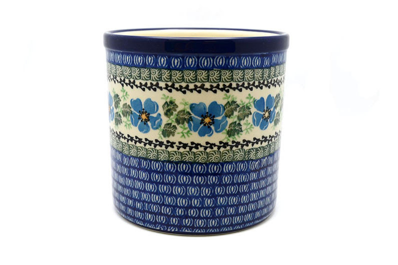 5 1/2"H x 5 1/2"W.
 Polish Pottery Utensil Holder - Morning Glory 003-1915a (5 1/2"H x 5 1/2"W.
)