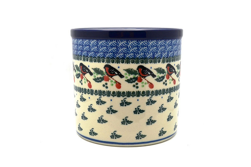 5 1/2"H x 5 1/2"W
 Polish Pottery Utensil Holder - Red Robin 003-1257a (5 1/2"H x 5 1/2"W
)