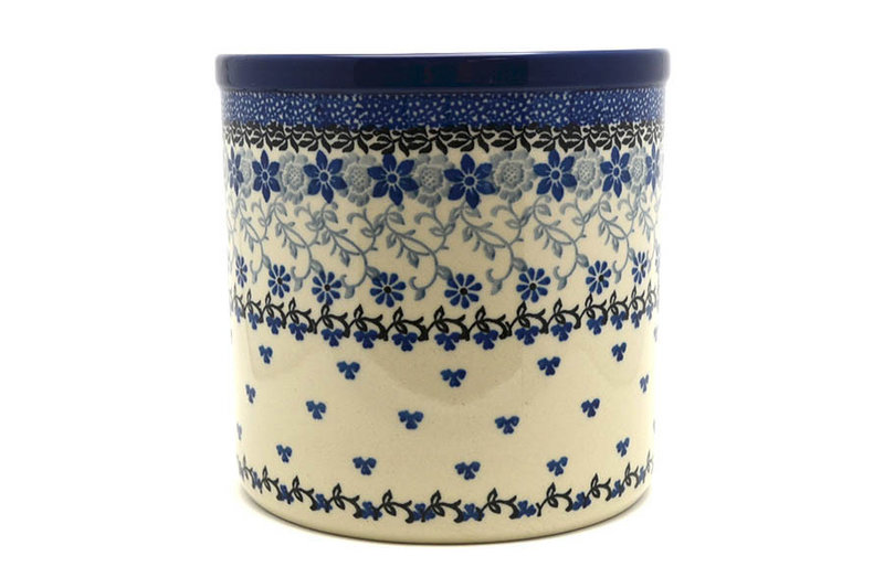 5 1/2"H x 5 1/2"W
 Polish Pottery Utensil Holder - Silver Lace 003-2158a (5 1/2"H x 5 1/2"W
)