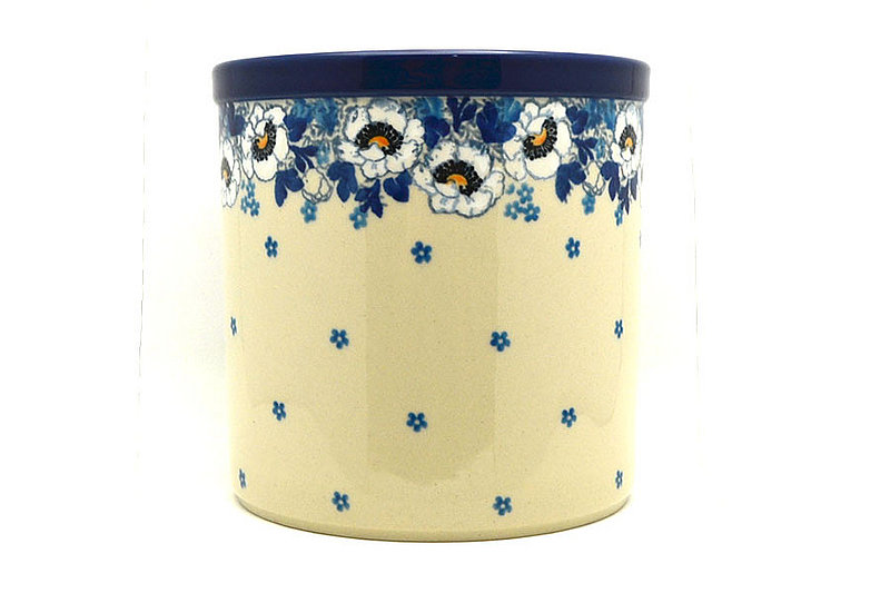 5 1/2"H x 5 1/2"W
 Polish Pottery Utensil Holder - White Poppy 003-2222a (5 1/2"H x 5 1/2"W
)