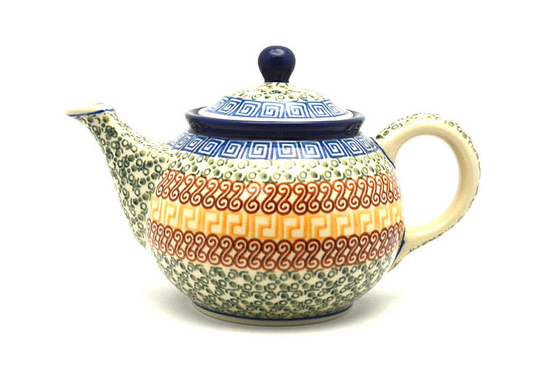 5 1/2"H x 5 1/4"W x 8 1/4"L
 Polish Pottery Teapot - 3/4 qt. - Autumn 264-050a (5 1/2"H x 5 1/4"W x 8 1/4"L
)