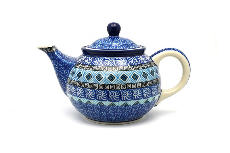 5 1/2"H x 5 1/4"W x 8 1/4"L
 Polish Pottery Teapot - 3/4 qt. - Aztec Sky 264-1917a (5 1/2"H x 5 1/4"W x 8 1/4"L
)