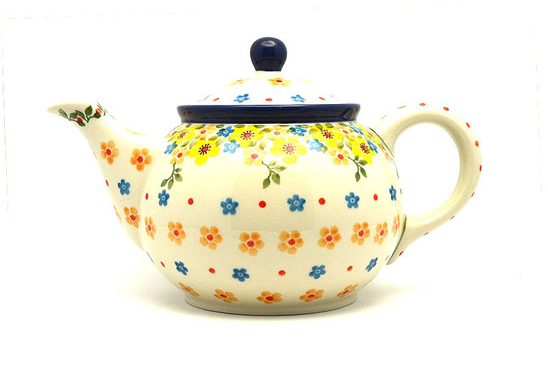 5 1/2"H x 5 1/4"W x 8 1/4"L
 Polish Pottery Teapot - 3/4 qt. - Buttercup 264-2225a (5 1/2"H x 5 1/4"W x 8 1/4"L
)