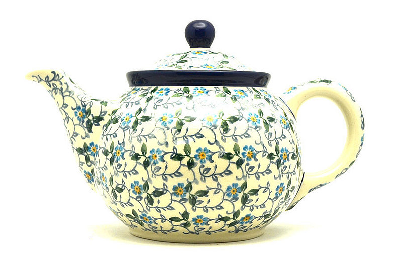 5 1/2"H x 5 1/4"W x 8 1/4"L
 Polish Pottery Teapot - 3/4 qt. - Forget-Me-Knot 264-2089a (5 1/2"H x 5 1/4"W x 8 1/4"L
)