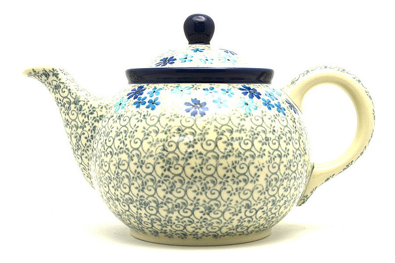 5 1/2"H x 5 1/4"W x 8 1/4"L
 Polish Pottery Teapot - 3/4 qt. - Sea Blossom 264-2612a (5 1/2"H x 5 1/4"W x 8 1/4"L
)