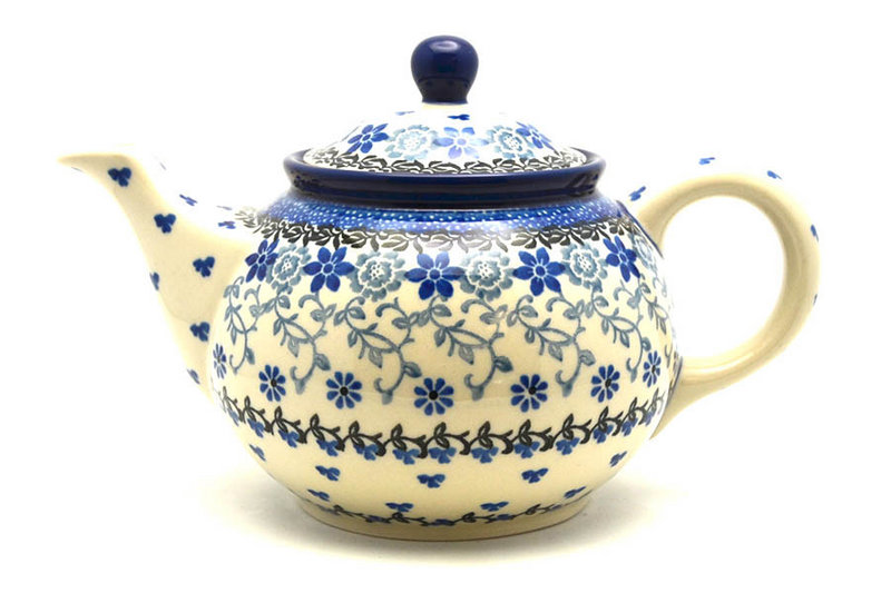 5 1/2"H x 5 1/4"W x 8 1/4"L
 Polish Pottery Teapot - 3/4 qt. - Silver Lace 264-2158a (5 1/2"H x 5 1/4"W x 8 1/4"L
)