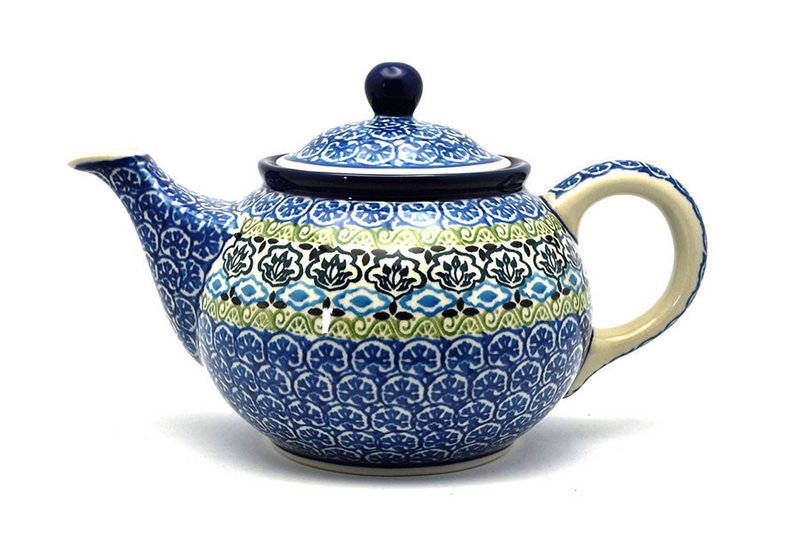 5 1/2"H x 5 1/4"W x 8 1/4"L
 Polish Pottery Teapot - 3/4 qt. - Tranquillity 264-1858a (5 1/2"H x 5 1/4"W x 8 1/4"L
)