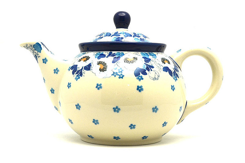 5 1/2"H x 5 1/4"W x 8 1/4"L
 Polish Pottery Teapot - 3/4 qt. - White Poppy 264-2222a (5 1/2"H x 5 1/4"W x 8 1/4"L
)
