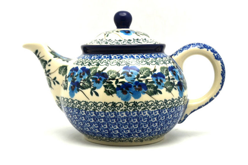 5 1/2"H x 5 1/4"W x 8 1/4"L
 Polish Pottery Teapot - 3/4 qt. - Winter Viola 264-2273a (5 1/2"H x 5 1/4"W x 8 1/4"L
)
