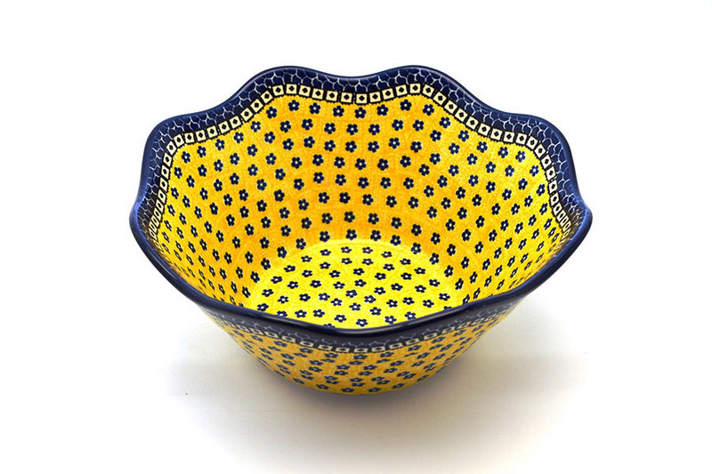 5 1/4"H x 12"W
 Polish Pottery Bowl - Curvy Edge - 12" - Sunburst 693-859a (5 1/4"H x 12"W
)