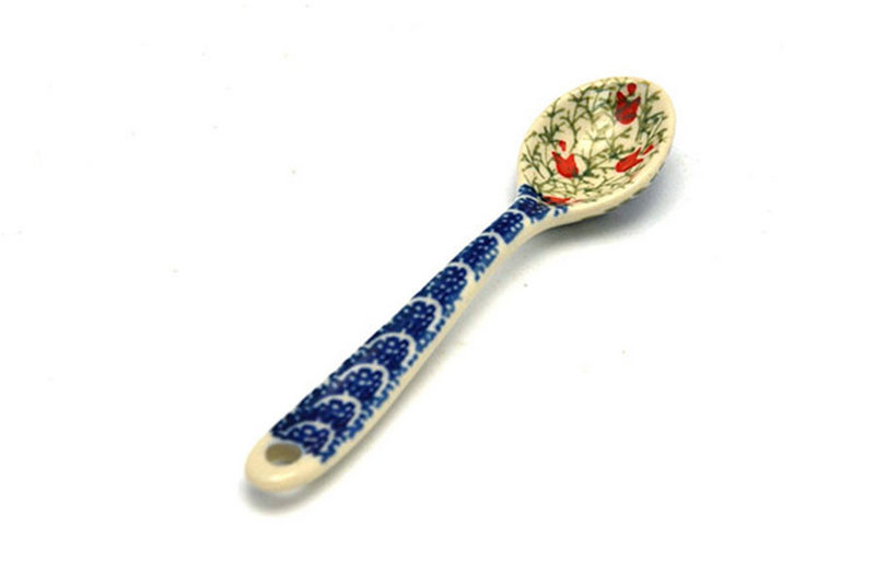 5 1/4"L
 Polish Pottery Spoon - Small - Crimson Bells 592-1437a (5 1/4"L
)