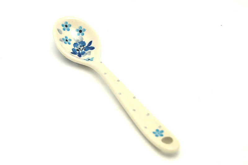 5 1/4"L
 Polish Pottery Spoon - Small - Flax Flower 592-2642a (5 1/4"L
)
