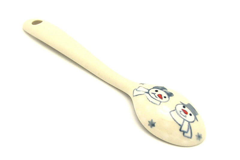 5 1/4"L
 Polish Pottery Spoon - Small - Frost & Flurry 592-2793a (5 1/4"L
)