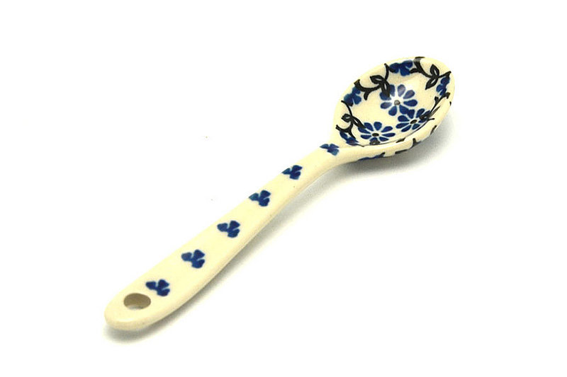 5 1/4"L
 Polish Pottery Spoon - Small - Silver Lace 592-2158a (5 1/4"L
)