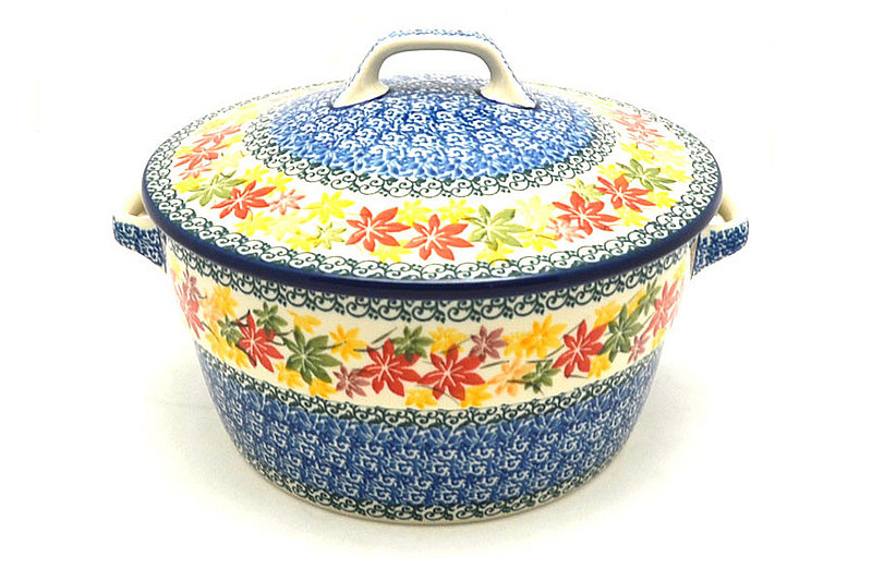 5 3/4"H x 8"W (9 3/4"W at the handles)
 Polish Pottery Baker - Round Covered Casserole - Maple Harvest 278-2533a (5 3/4"H x 8"W (9 3/4"W at the handles)
)