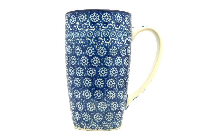 5 3/8"H x 3 1/8"W (12 oz. measured to the rim).
 Polish Pottery Mug - 12 oz. Cafe - Midnight C52-2615a (5 3/8"H x 3 1/8"W (12 oz. measured to the rim).
)