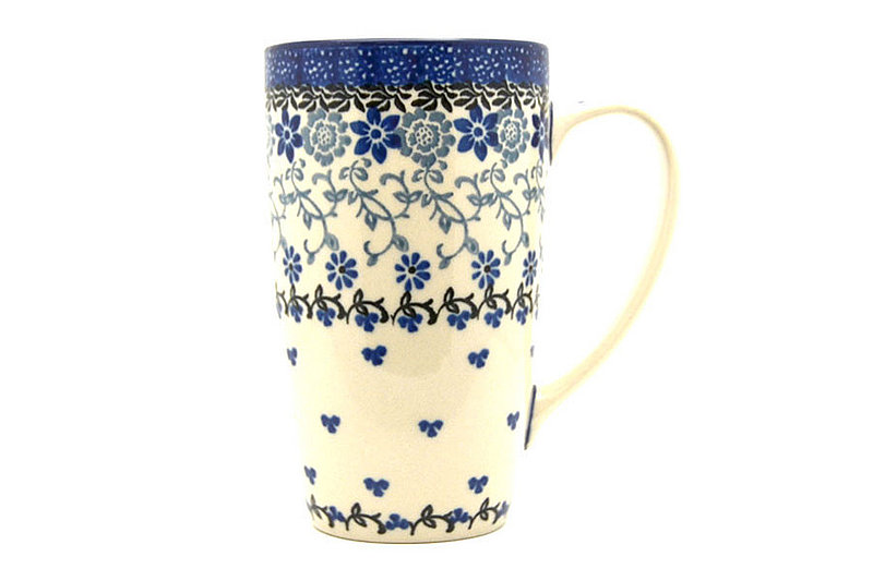 5 3/8"H x 3 1/8"W (12 oz. measured to the rim).
 Polish Pottery Mug - 12 oz. Cafe - Silver Lace C52-2158a (5 3/8"H x 3 1/8"W (12 oz. measured to the rim).
)