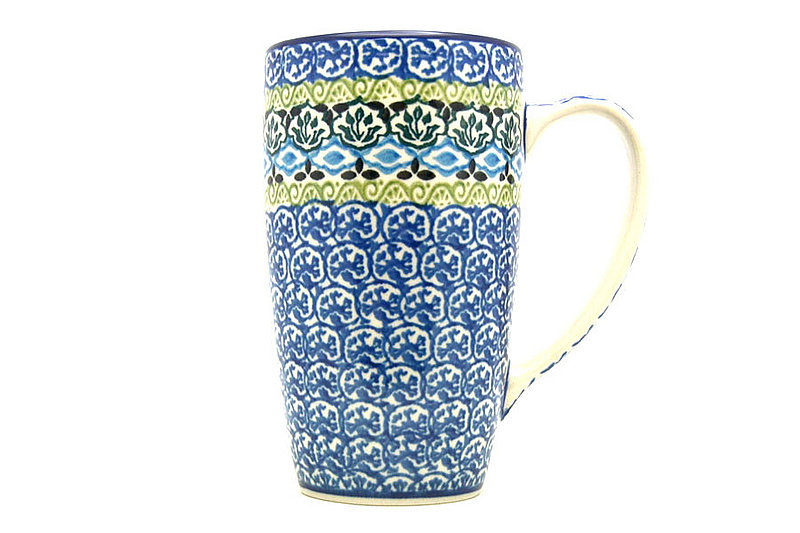 5 3/8"H x 3 1/8"W (12 oz. measured to the rim).
 Polish Pottery Mug - 12 oz. Cafe - Tranquility C52-1858a (5 3/8"H x 3 1/8"W (12 oz. measured to the rim).
)