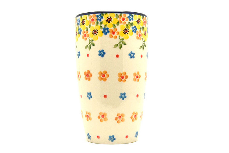5 3/8"H x 3 1/8"W (12 oz. measured to the rim).
 Polish Pottery Tumbler - 12 oz. - Buttercup C53-2225a (5 3/8"H x 3 1/8"W (12 oz. measured to the rim).
)