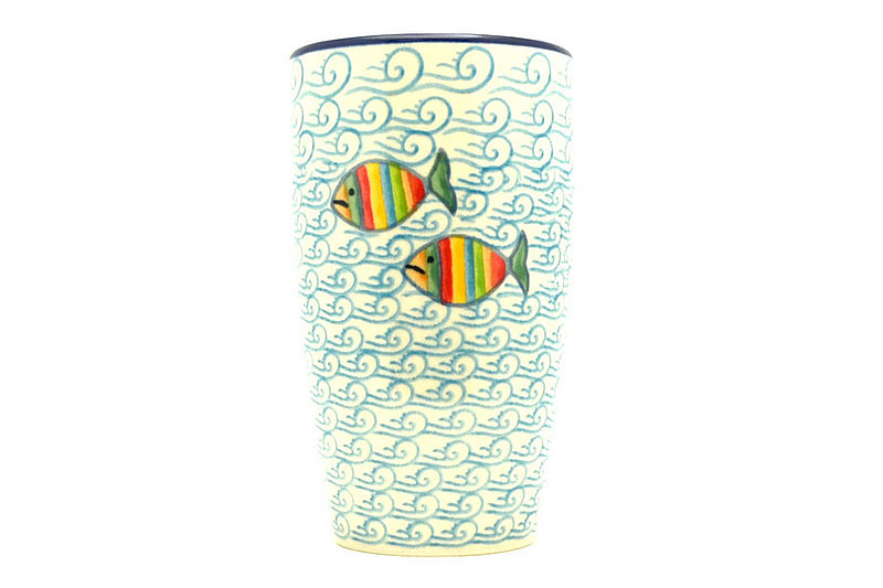 5 3/8"H x 3 1/8"W (12 oz. measured to the rim).
 Polish Pottery Tumbler - 12 oz. - Rainbow Fish C53-2540a (5 3/8"H x 3 1/8"W (12 oz. measured to the rim).
)